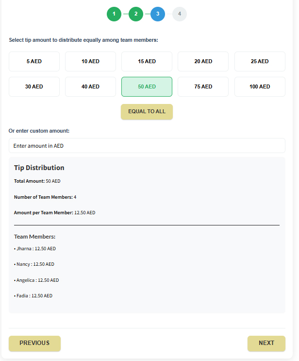 Tips assignment screen